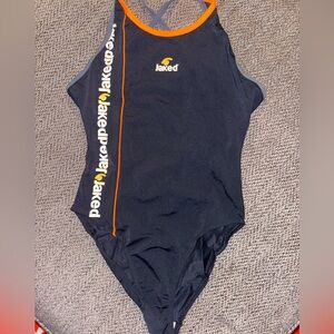 Jaked Women's One‎ Piece Side Swimsuit Size Small Black/Orange